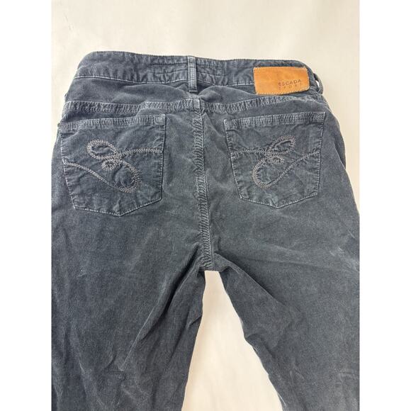Escada Sport Leyla Corduroy Bootcut Pants Black Grunge Cropped Size 34 26" Waist - Picture 3 of 12